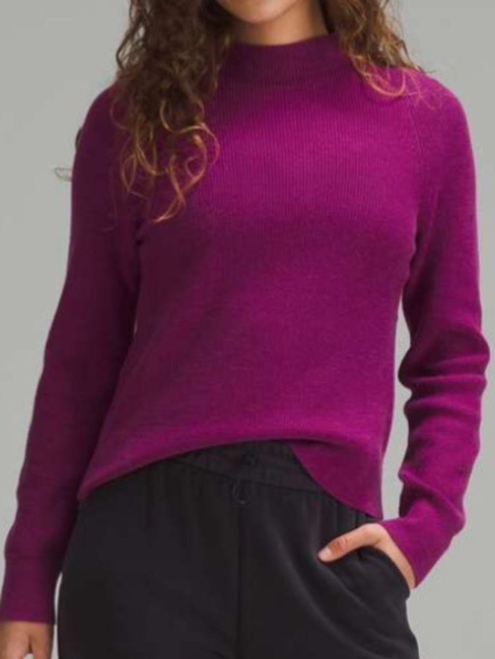 NWOT $118 Lululemon Cotton-Blend Mock-Neck Sweater Heathered Wild Berry